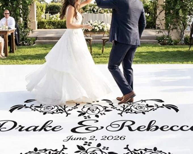 Custom Wedding Roses Theme Dance Floor Decal