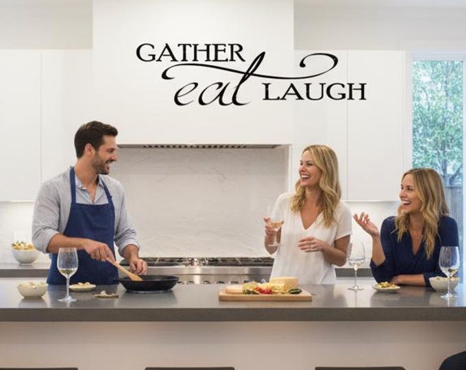Kitchen Wall Art | Gather EAT Laugh | Wall Decal