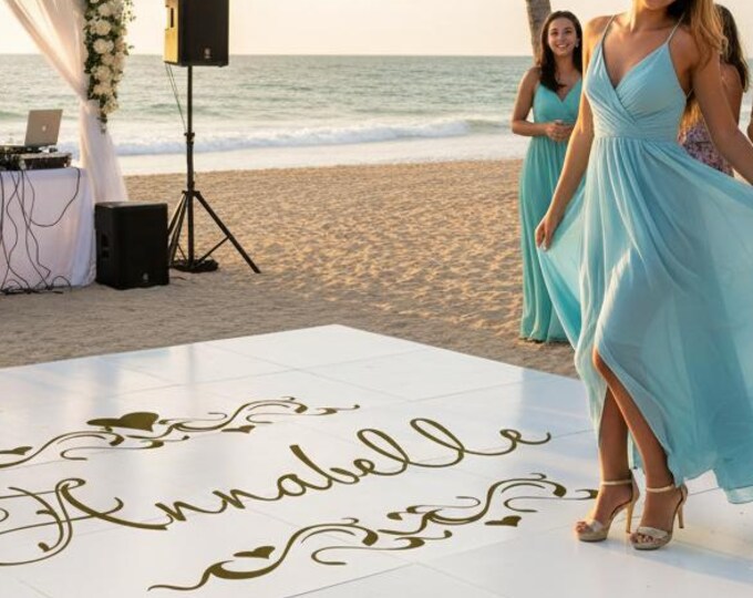 Gold Heart Theme Custom Happy Birthday Decor | Dance Floor Decal | Party Sign