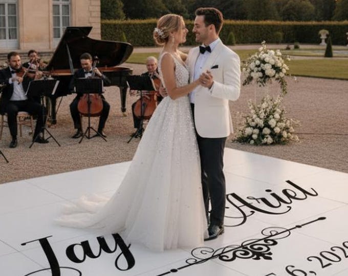 Personalized Wedding Dance Floor Decal – Custom Names, Reception Decor