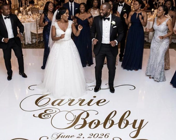 Wedding Dance Floor Decal - Bride and Grooms Personalized Name and Date -