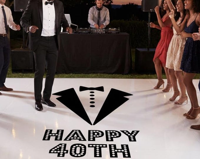 Tuxedo Theme Custom Men's birthday Upscale Decor | Vinyl Party Sign Decal