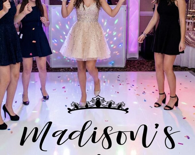 Princess Crown with Hearts Sweet 16 Happy Birthday Decor | Vinyl Decal