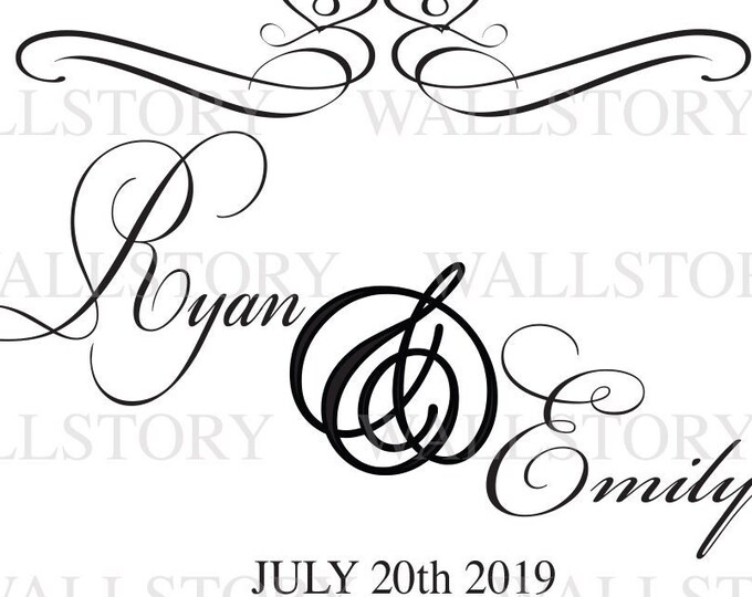 Wedding Dance Floor Decal - Heart Scroll Theme -  Personalized Custom Name  -  Bride Groom Reception Decals - Party Decor Vinyl