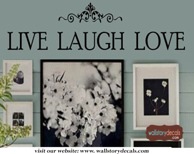 LIVE LAUGH LOVE Wall Decal -  with Decorative Ornamental Scroll  - Family Vinyl Wall Lettering