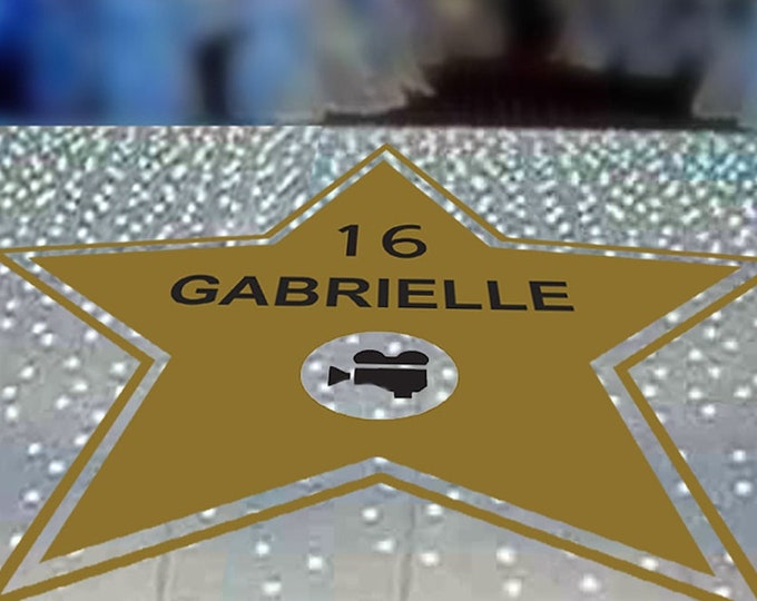 Sweet 16 Birthday Dance Floor Decal - Hollywood walk of Fame Star Personalized Custom Name - Reception Decals Party White Black Gold Silver