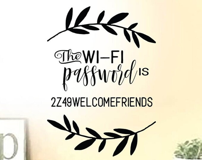 Guest Room WIFI Password Decal Wall Signs | Family Wall Art Decals | Guests Internet code sign