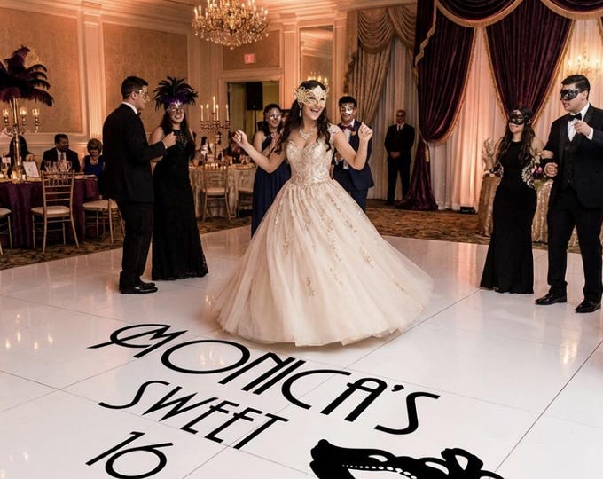 Custom Sweet 16 Sixteen Dance Floor Decal |Mardi Gras MASK