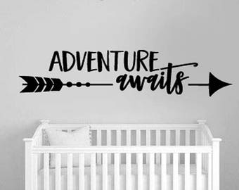 Adventure Awaits Wall Decor / Arrow Wall Decals / Travel Wall Decor / Adventure Wall Decal /. Nursery Wall Decor / Nursery Wall Decal