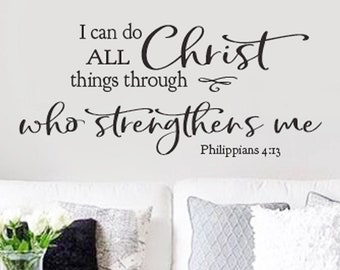 Wall Art Decal Wall Decals Wall Stickers Wall Decorations Vinyl Decal Wall Lettering Decal Vinyl wall transfers Family Philippians 4 13