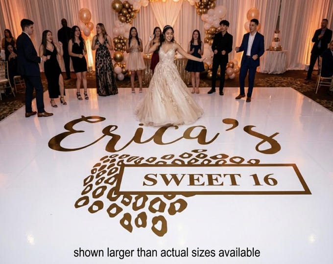 Personalized Sweet 16 Dance Floor Decal – Cheetah Theme, Custom Name