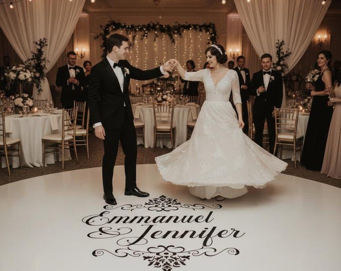 Custom Damask Wedding dance Floor Decal -| RREception Sign Decal