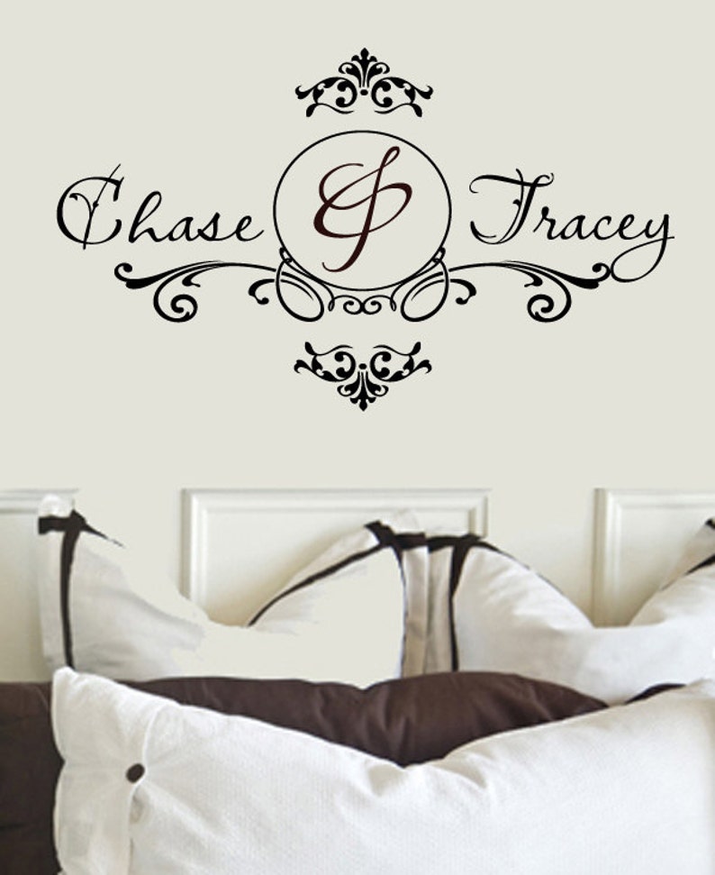 Couples Names Wall Decal Monogram Bedroom Wedding Gift Words Etsy