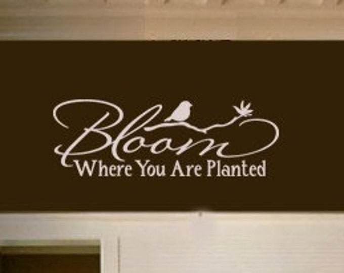 Birds Family Entryway Wall Art Decor Decal Welcome Sign | Bloom Where you are planted | Vinyl Wall Decal by Wallstory Decals