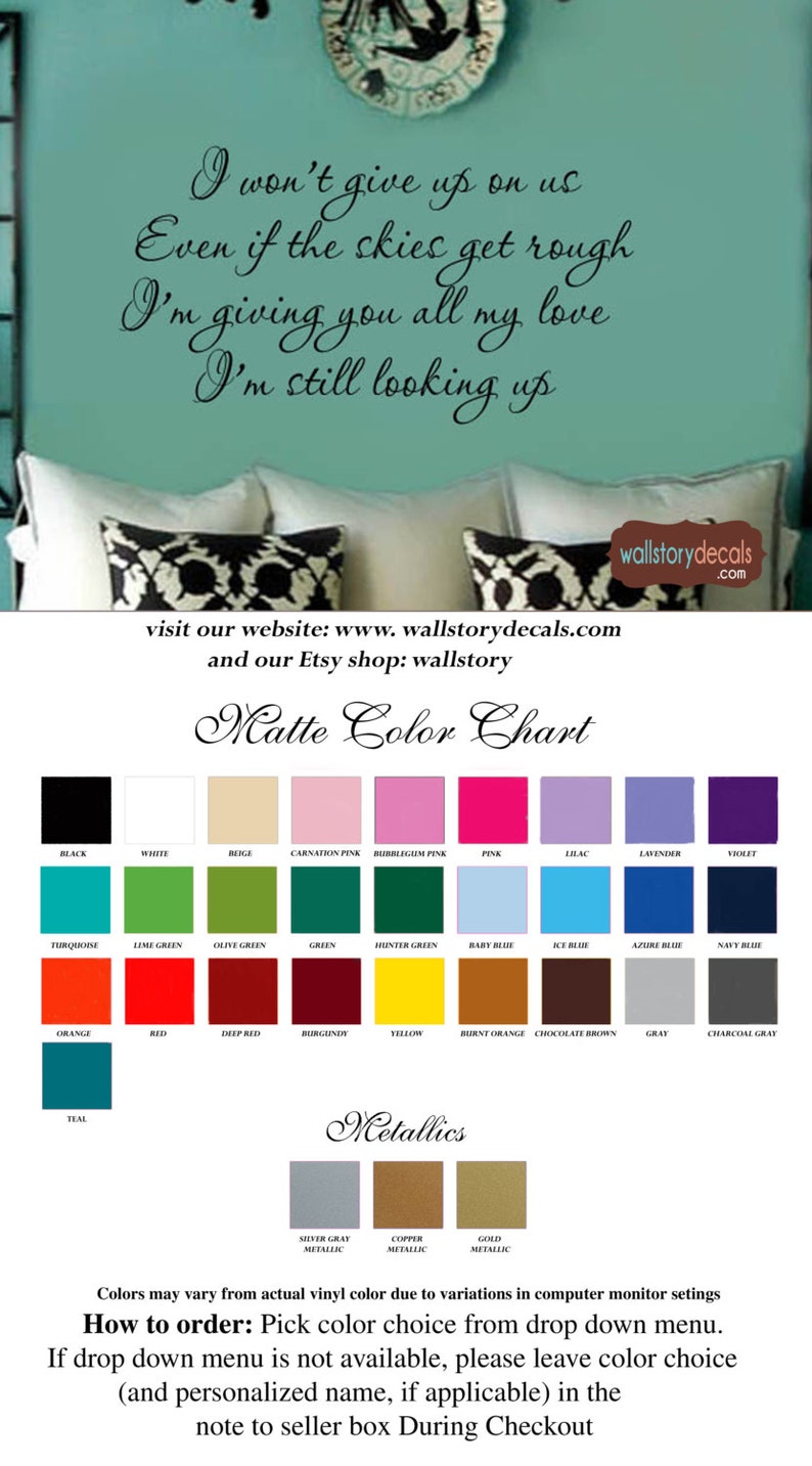 I Wont Give up on Us Quote Vinyl Wall Lettering Decal 39 Etsy