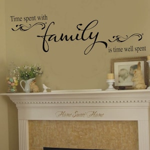 Time Spent With Family WW268 Roman Clock Wall Lettering Stencil