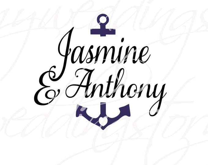 DECAL - Personalized Custom Names with Anchor - Nautical - Monogram Decal