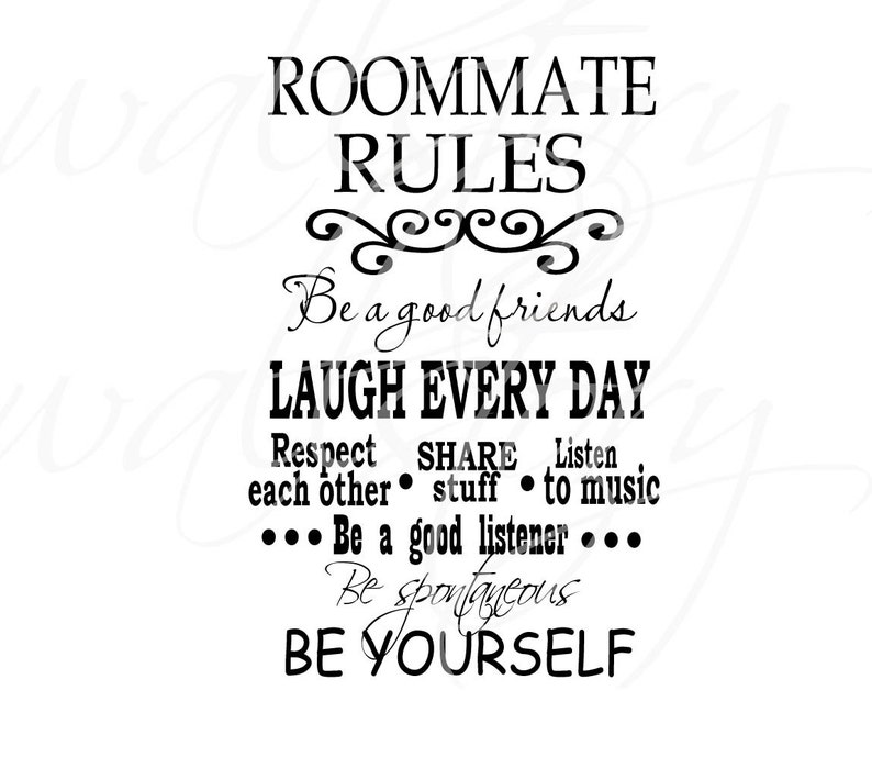College Dorm Roommate Rules Vinyl Wall Decal with decorative Etsy