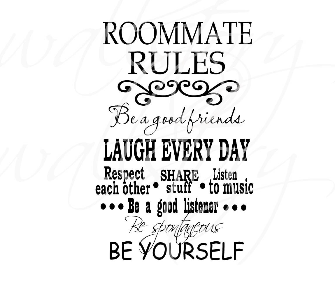 College Dorm Roommate Rules Vinyl Wall Decal with decorative Etsy