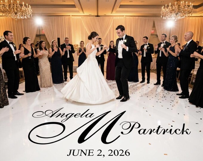 Personalized Script Font Wedding Dance Floor Decal – Custom Names