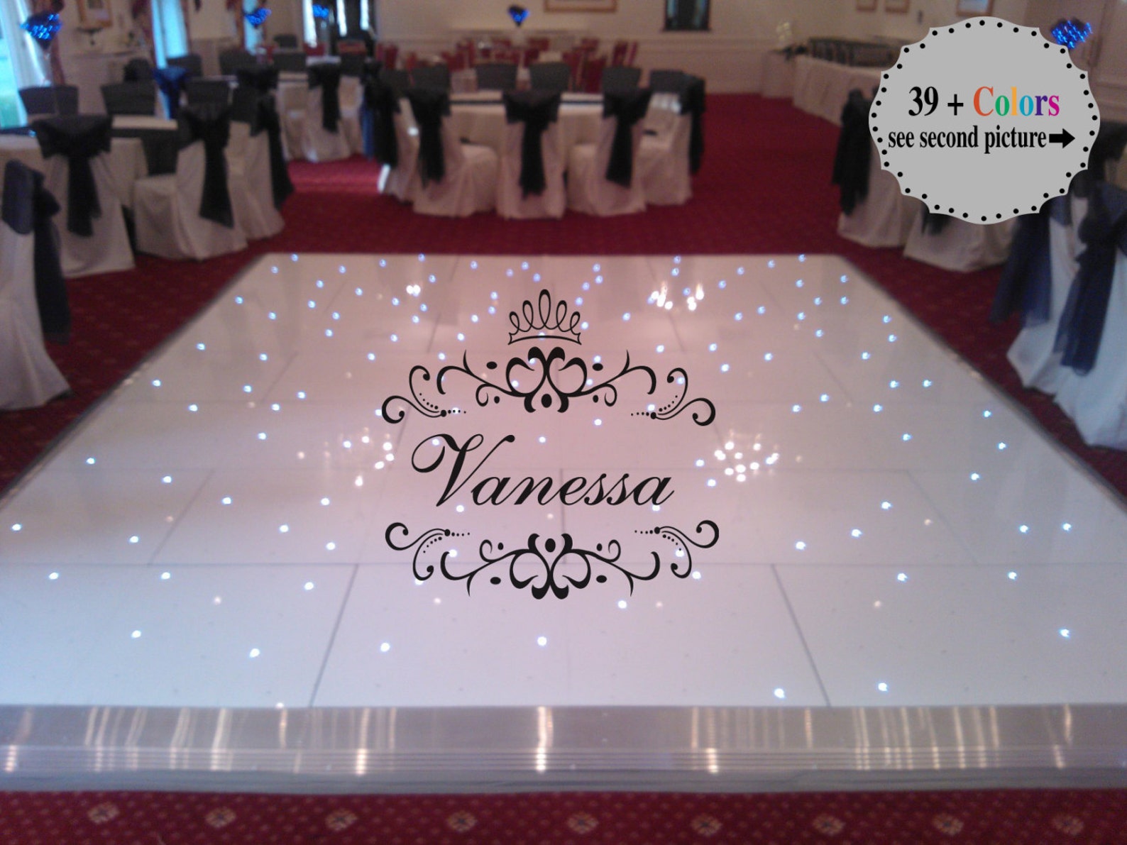 Floor Decal Custom Dance Floor Decal Princess Crown Monogram Etsy