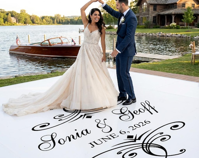 Ornate Scroll Custom Wedding Dance Floor Decal | Sign Decal
