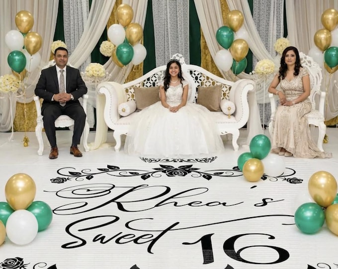 Custom Sweet 16 Dance Floor Decal | Roses Birthday Party Decor