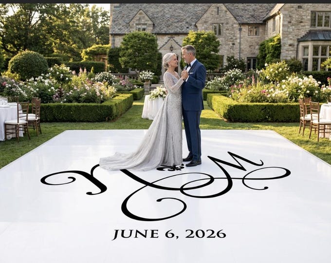 Wedding Dance Floor Decal - Personalized Initials Monogram, Vinyl Lettering