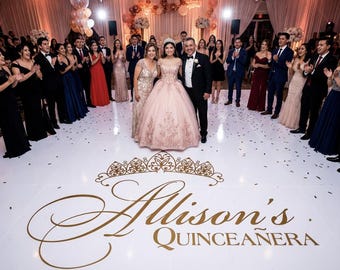 Personalized Quinceanera Dance Floor Decal – Sweet 15 Party Decor