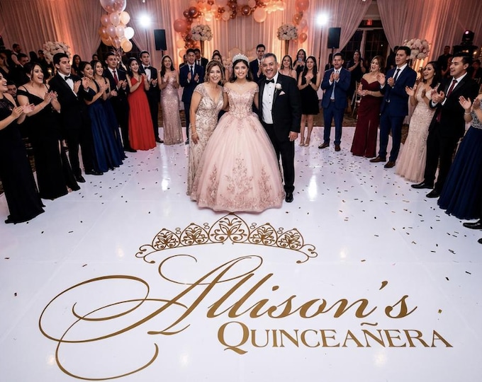 Personalized Quinceanera Dance Floor Decal – Sweet 15 Party Decor