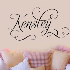 Swirly Font Girls Name Wall Decal  - Large Size Options LIttle GIrls or teens personalized custom name  wall quote