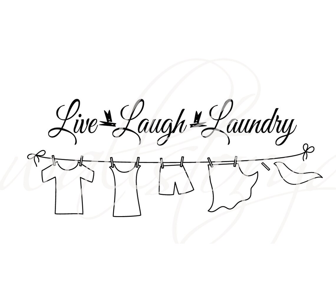 LIVE LAUGH LAUNDRY Clothes Line Vinyl Wall Lettering Quotes Etsy