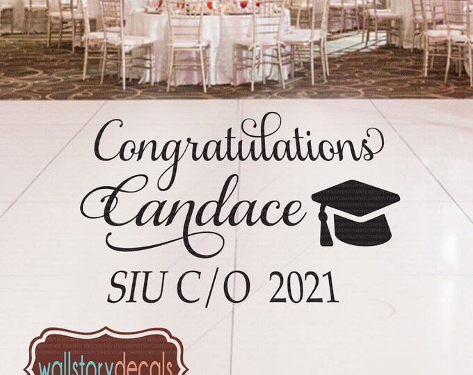 Vinyl Dance Floor Decal Swirly Font Graduation 2023 Party Congratulations  - Large Size Options personalized custom name