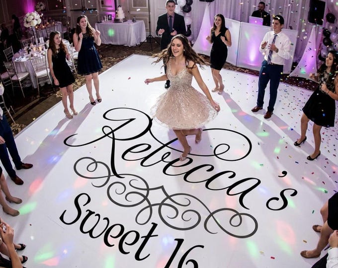 Custtom Sweet 16 Sixteen Quinceanera Mis Anos 15 Dance Floor Decal | Birthday Party Sign Decal