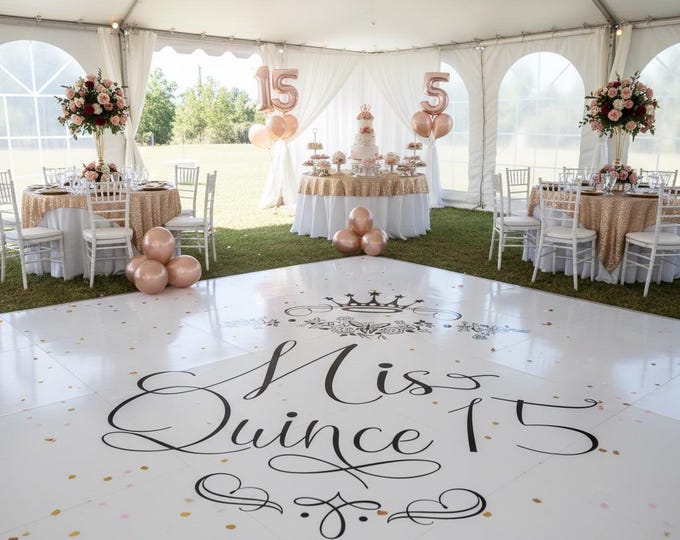 Custom Sweet 16 Quinceanera Birthday Dance Floor Vinyl Decal | Mis 15 | Princess Tiara