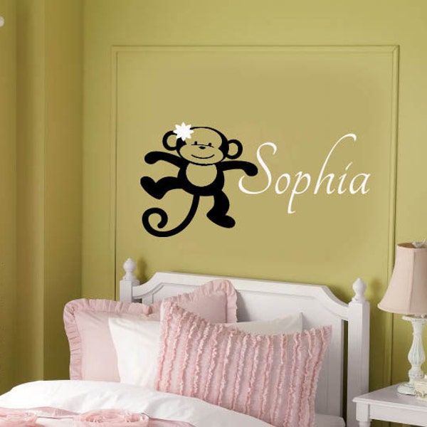 Personalized Custom Name Monkey Quote Nursery VInyl Wall Lettering Decal LARGE Size options