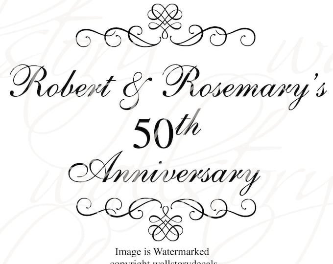50 th Wedding Anniversary Party Decal - Damask Dance Floor Decal - Personalized Custom Customized Small Medium Large Party Decor Decals