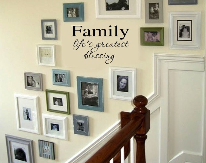 Living Room FAMILY Wall Art Decor Decal Sign Making  - Life's Greatest Blessing Picture Wall Display Home Vinyl Wall Lettering Words Decal