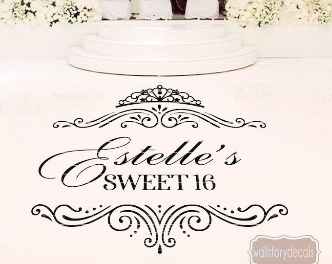 Birthday Party 40 or 50 and Fabulous Damask Dance Floor Decal - Personalized Custom Customized Party Decor Decals 50th birthday decorations