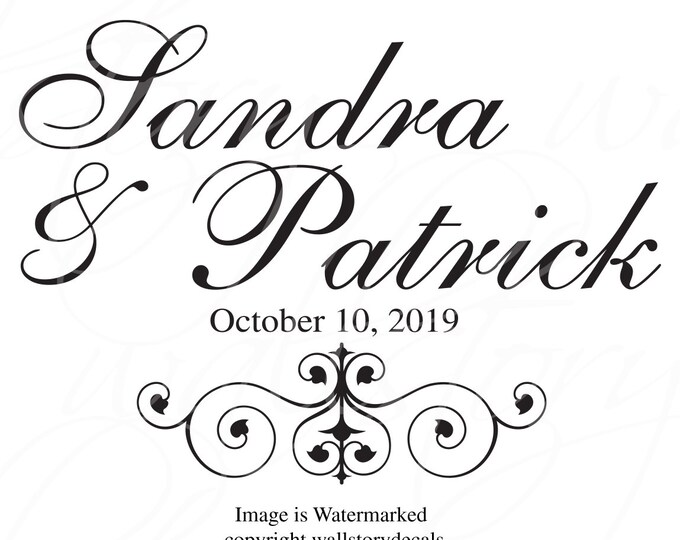 Wedding Reception Dance Floor Decal - Personalized Custom Initials Fancy Script Font - Small Medium Large Party Decor Decals