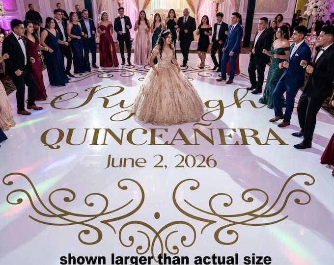 Sweet 16 Dance Floor Decal - Personalized Custom Name with princess design | Quinceanera | Sweet 15 | Small Medium Large Reception Decals