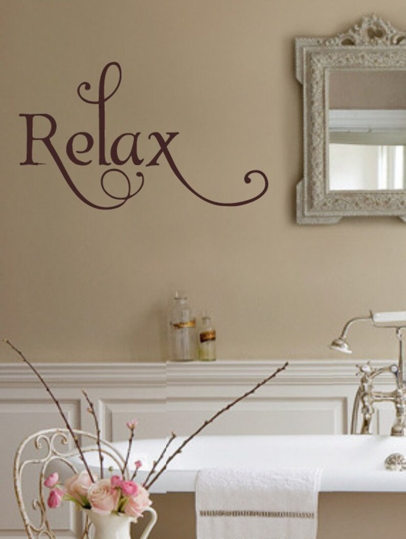 Relax Bathroom VInyl Wall Lettering Decal | Etsy