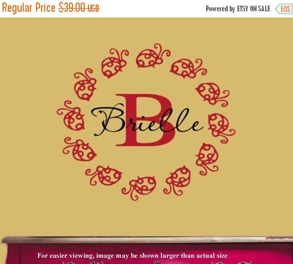 Ladybug Frame Personalized Name Vinyl Wall Decal Nursery