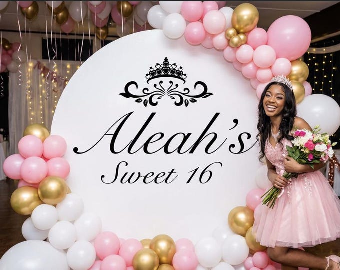 Sweet 16 Dance Floor Decal | Custom Name Princess Crown Decor