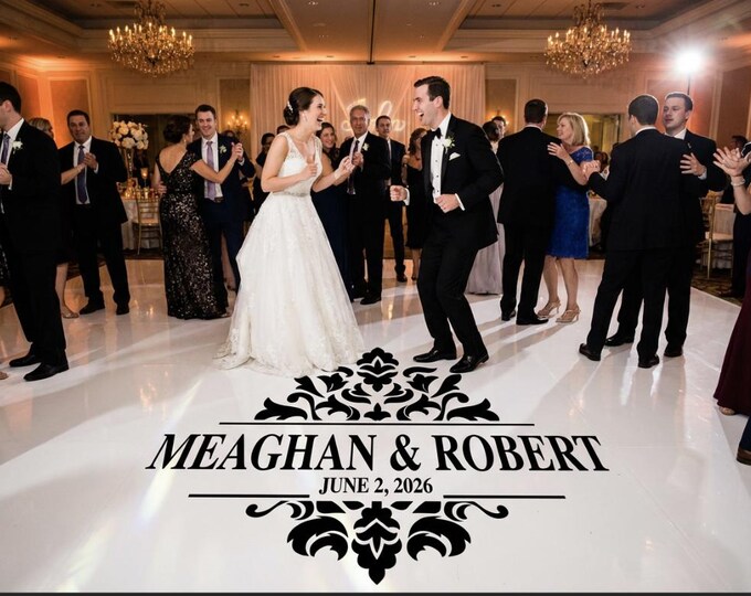 Damask Theme Dance Floor Decal - Wedding Day