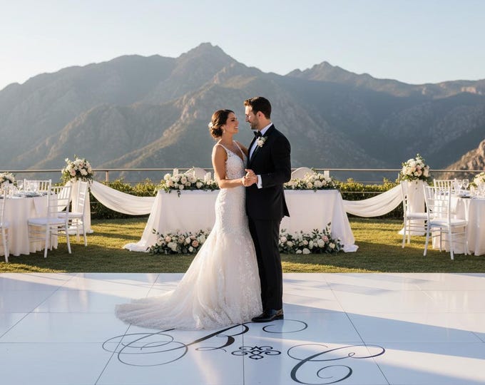 Wedding Dance Floor Decal | Reception Party Sign Decal | Initials | Simple