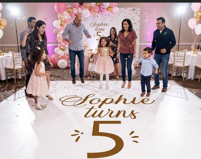 Personalized Kids Party Dance Floor Decal - Custom Name & Crown