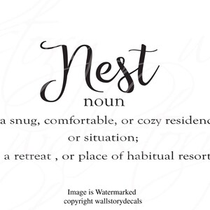 Family Wall Quotes Decal NEST noun definition Welcome Entry sign Small Medium Large Vinyl Wall Sayings image 2