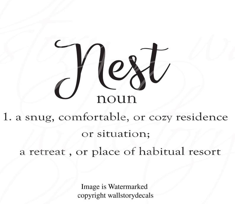 Family Wall Quotes Decal NEST noun definition Welcome Entry sign Small Medium Large Vinyl Wall Sayings image 2