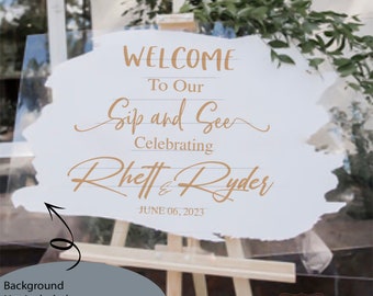 Custom Sip n See Baby Shower Sign Decal Decor for Sign Making | Personalized DIY Signs | Acrylic Welcome Sign